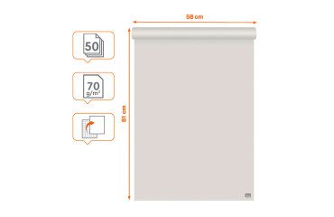 Bloc de papel cartón 50 hojas blancas recicladas premium lisas/cuadriculadas Nobo 58 x 81 cm