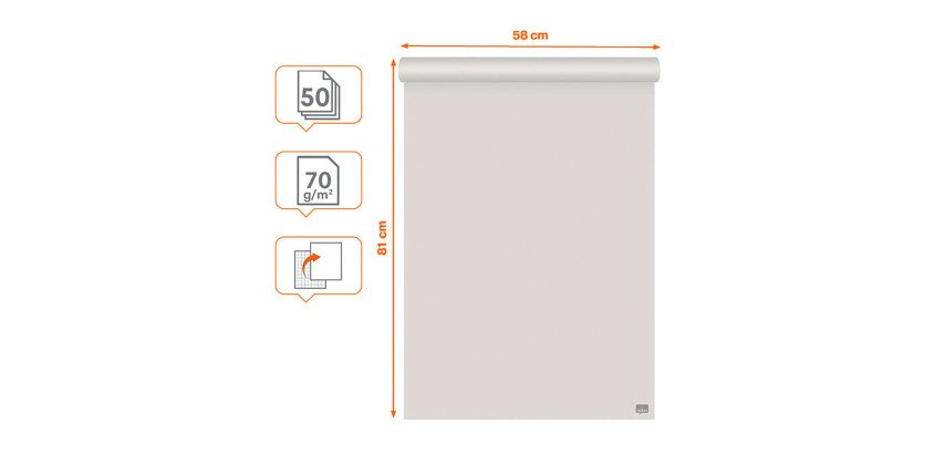 Bloc paperboard 50 feuilles blanches recyclées premium unies/quadrillées Nobo 58 x 81 cm