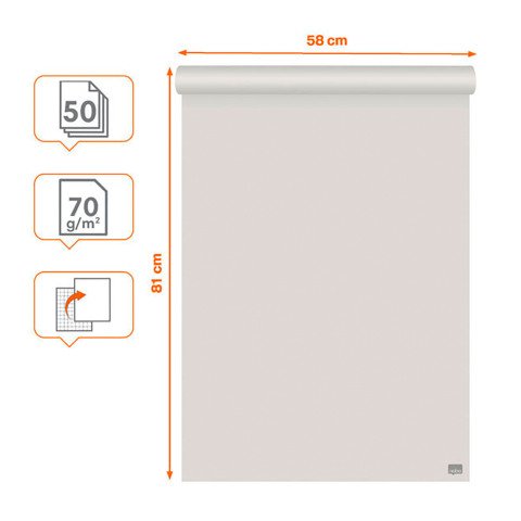 Bloc de papel cartón 50 hojas blancas recicladas premium lisas/cuadriculadas Nobo 58 x 81 cm