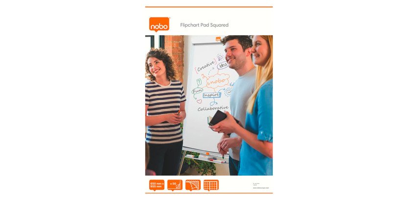 Paperboard block 50 sheets of white paper squared grid Nobo 65 x 95.5 cm