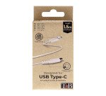 Cable USB-C Ecológico de TnB de 1,5 m 45% reciclado de fibras vegetales - carga rápida. Color arena