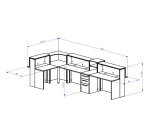 Banque d'accueil d'angle L 367 x P 165 cm Well avec rangement et éclairage LED