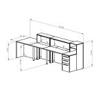 Banque d'accueil droite L 322 x P 85 cm avec rangement et lumière LED Well