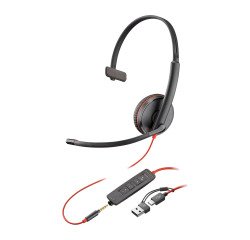 Auricular con cable Poly Blackwire 3215 monoaural USB-C / USB-A / Jack 3,5mm