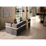 Banque d'accueil d'angle L 367 cm avec rangements et lumière LED - Zoom