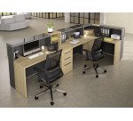 Banque d'accueil d'angle L 367 x P 165 cm Well avec rangement et éclairage LED