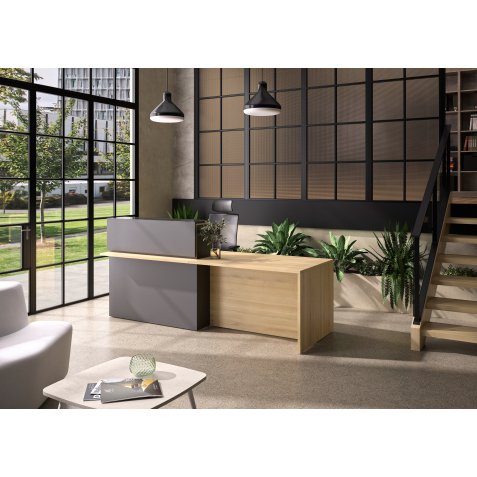 Banque d'accueil droite Well L 240 x P 85 cm avec éclairage LED