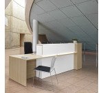 Banque d'accueil droite L 322 x P 85 cm avec rangement et lumière LED Well