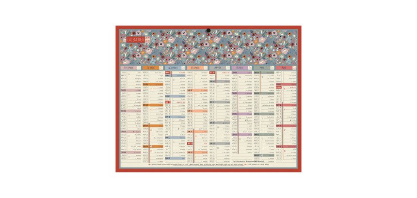 Calendrier bancaire 16 mois mini format 21 X 26,5 cm