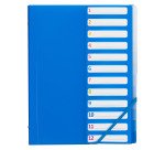 Trieur plastique Bruneau à rabats 12 divisions A4 - couleurs assorties