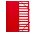 Trieur plastique Bruneau à rabats 12 divisions A4 - couleurs assorties