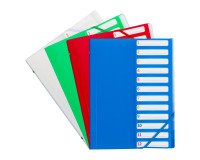 Trieur plastique Bruneau à rabats 12 divisions A4 - couleurs assorties