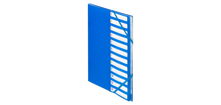Plastic folder Bruneau with 12 divisions A4 - assorted colors