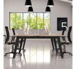 Pôle de 2 bureaux Exprim chêne clair + goulotte L 180 cm