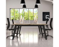 Pôle de 2 bureaux Eden Arche chêne clair + goulotte L 160 cm