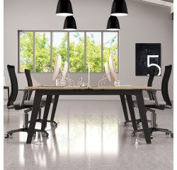 Center of 2 offices Eden Arche light oak + cable trunking L 160 cm