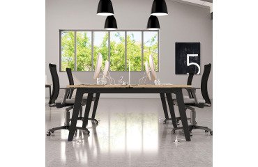 Center of 2 offices Eden Arche light oak + cable trunking L 160 cm