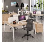 Pôle de 2 bureaux Exprim chêne clair + goulotte L 120 cm