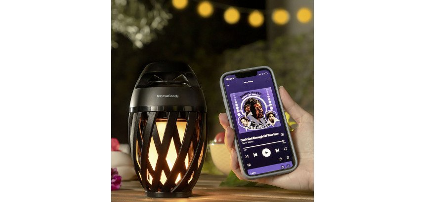 Altavoz bluethooth y lámpara LED efecto llama