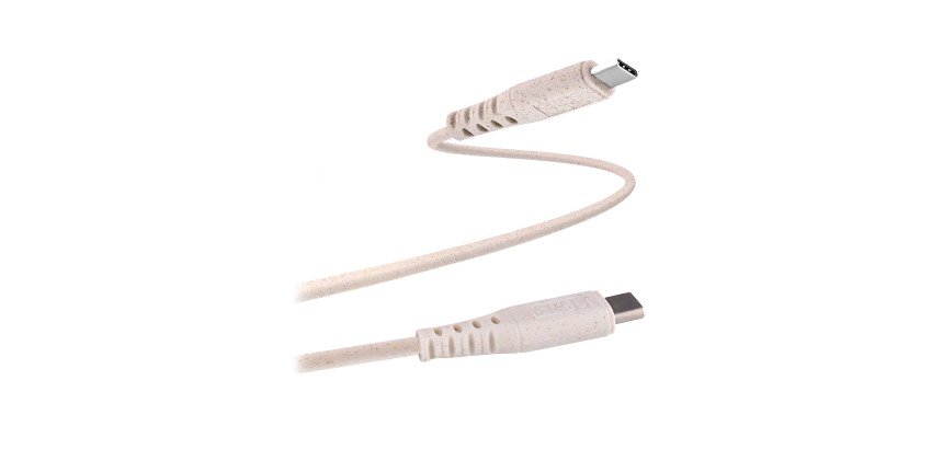 Cable USB-C Ecológico de TnB de 1,5 m 45% reciclado de fibras vegetales - carga rápida. Color arena