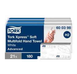 Essuie-mains pliage enchevêtré Tork H2 Advanced doux - Carton de 3780