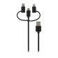 Cable 3 en1 Micro USB- USB C- LIGHTNING  1m TnB Way negro