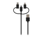 Cable 3 en1 Micro USB- USB C- LIGHTNING  1m TnB Way negro