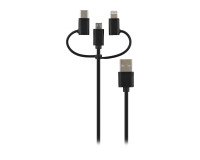 Cable 3 en1 Micro USB- USB C- LIGHTNING  1m TnB Way negro