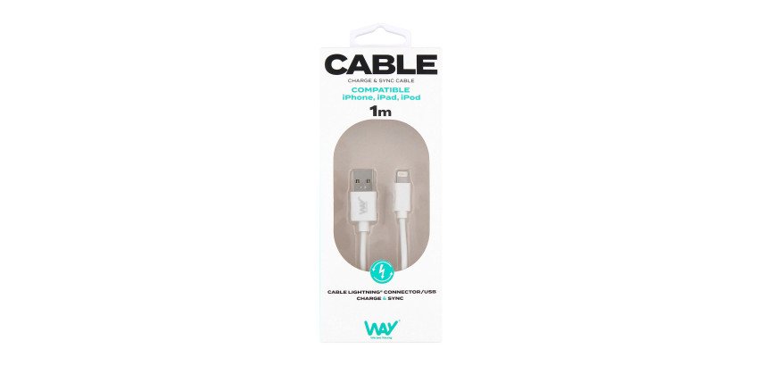 Cable Usb A/Lightning 1m TnB Way Blanco