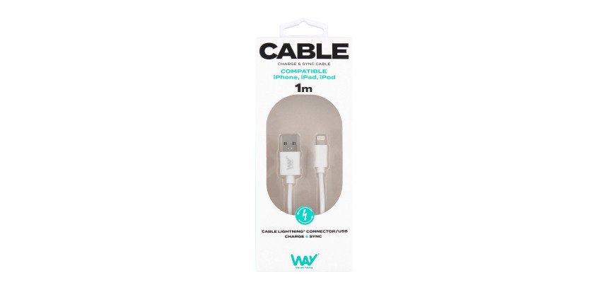 Cable Usb A/Lightning 1m TnB Way Blanco
