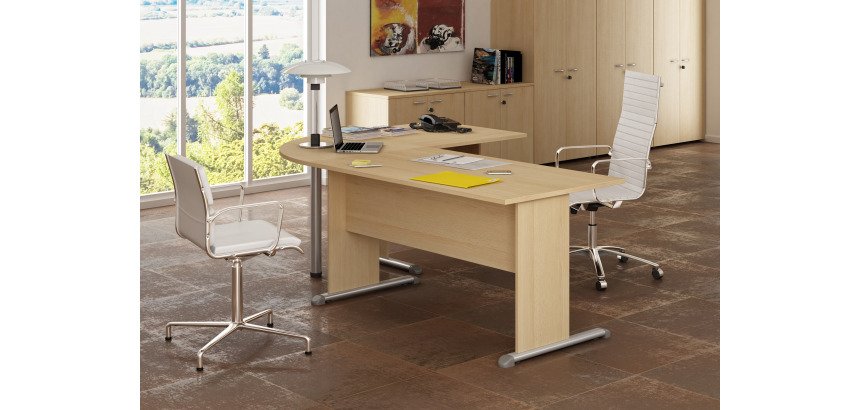 Scrivania con gambe a L in melaminico-metallo p 80 x h 72 cm