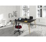 Scrivania Bench da due postazioni Woody p 166 x h 74,4 cm con 4 gambe in legno massello colore rovere