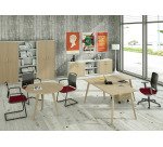 Scrivania Woody p 80 x h 74,4 cm con 4 gambe in legno massello colore rovere