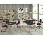 Allungo per scrivania Wood-Metal l 60 x p 80 x h 74,4 cm gambe in legno massello rovere