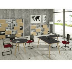 Scrivania Woody p 80 x h 74,4 cm con 4 gambe in legno massello colore rovere