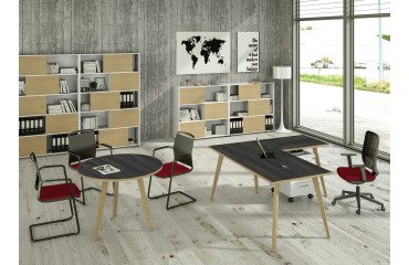 Woody desk, 80 x 74.4 cm high, with 4 solid oak wood legs