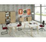 Allungo per scrivania Wood-Metal l 60 x p 80 x h 74,4 cm gambe in legno massello rovere