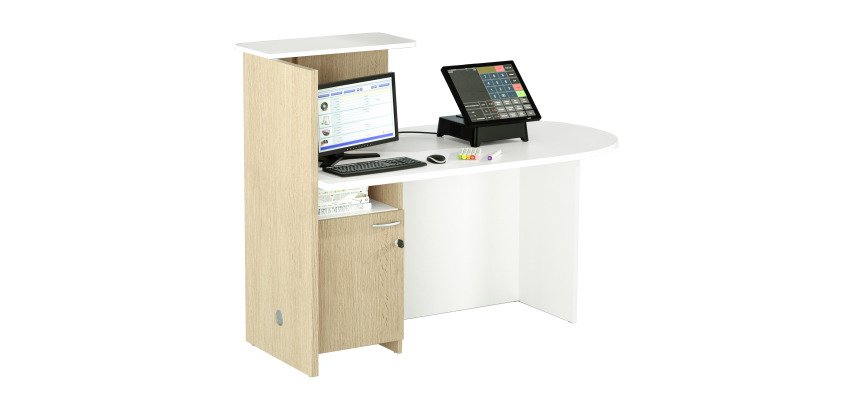 Bancone accoglienza compatto posizionamento a destra o sinistra l 142,5 x 83 x 117 cm