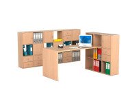 Postazione di lavoro Home Office Cube completa di scrivania e libreria da 6 oppure 9 caselle