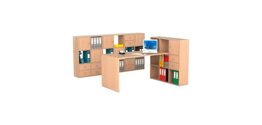 Postazione di lavoro Home Office Cube completa di scrivania e libreria da 6 oppure 9 caselle