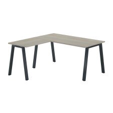 Corner desk Ecla L 160 x D 160 cm grey oak with metallic undercarriage