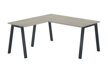 Corner desk Ecla L 160 x D 160 cm grey oak with metallic undercarriage