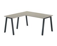 Eckbüro Ecla L 160 x T 160 cm graue Eiche mit Metallfuß