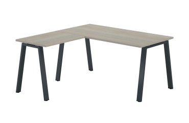 Bureau d'angle Ecla L 160 x P 160 cm Chêne gris piètement métal
