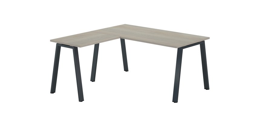 Corner desk Ecla L 160 x D 160 cm grey oak with metallic undercarriage