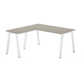 Bureau d'angle Ecla L 160 x P 160 cm Chêne gris piètement métal