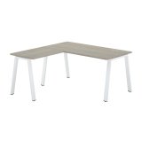 Bureau d'angle chêne gris avec retour simple L 160 x P 160 piètement métal - Arch