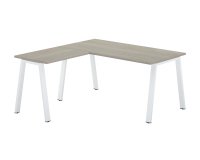 Corner desk Ecla L 160 x D 160 cm grey oak with metallic undercarriage