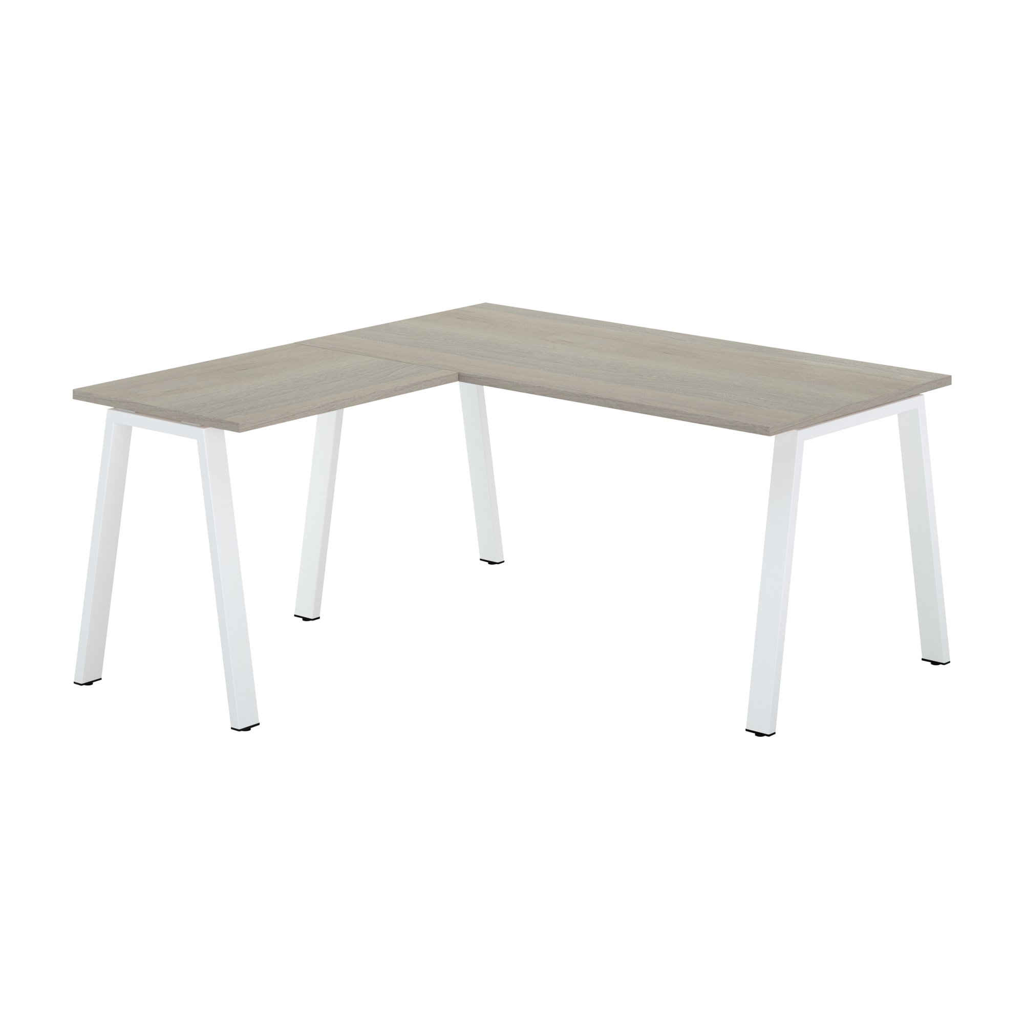 Bureau d'angle chêne gris avec retour simple L 160 x P 160 piètement métal - Arch