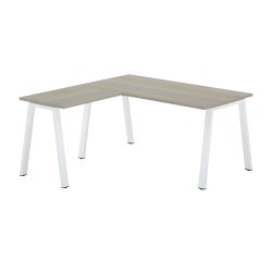 Eckbüro Ecla L 160 x T 160 cm graue Eiche mit Metallfuß
